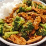 Delicious Chinese chicken and broccoli stir-fry on a plate