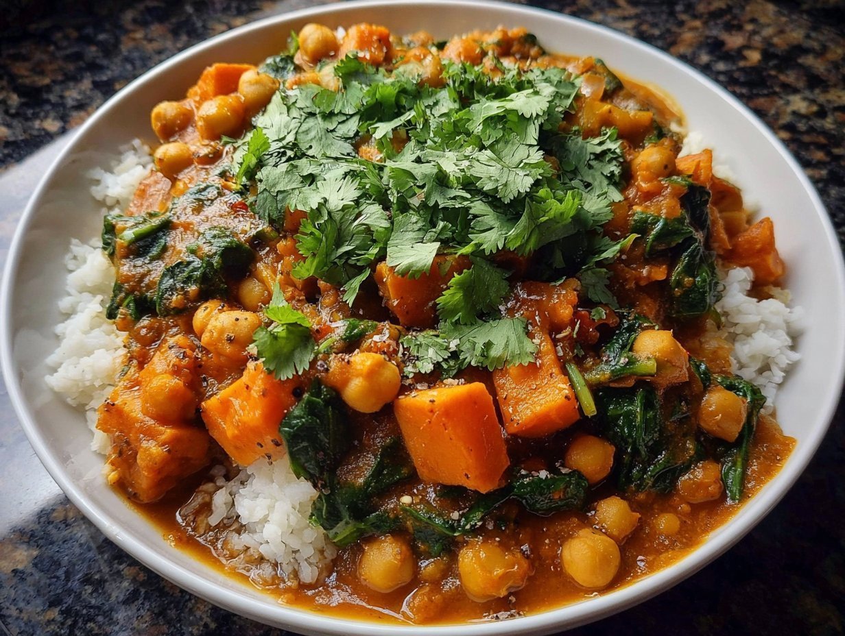 Chickpea, Sweet Potato and Spinach Curry