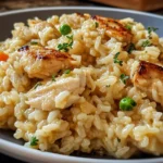Instant Pot chicken and rice served in a bowl with herbs