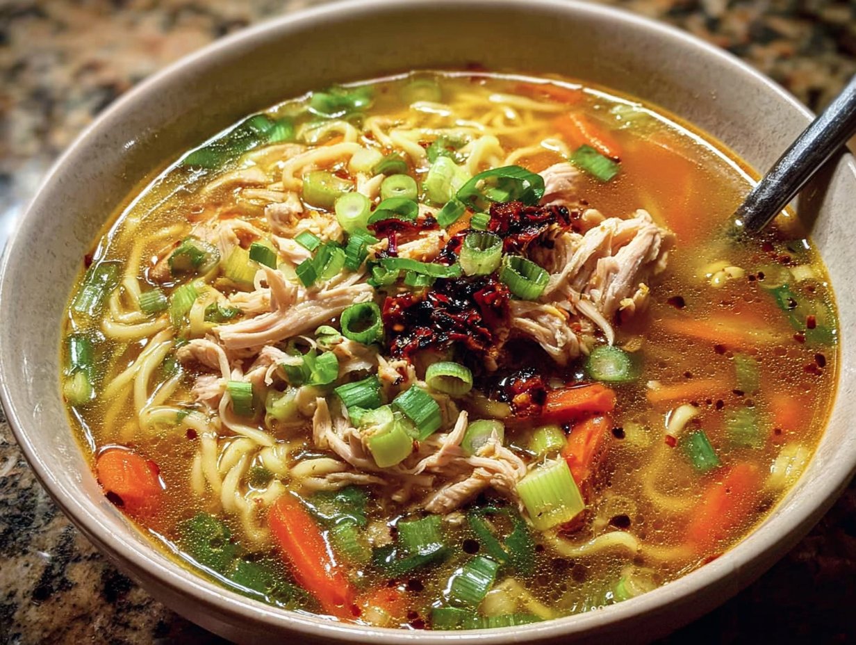 Aromatic Ginger Garlic Chicken Noodle Soup - Alrightwithme