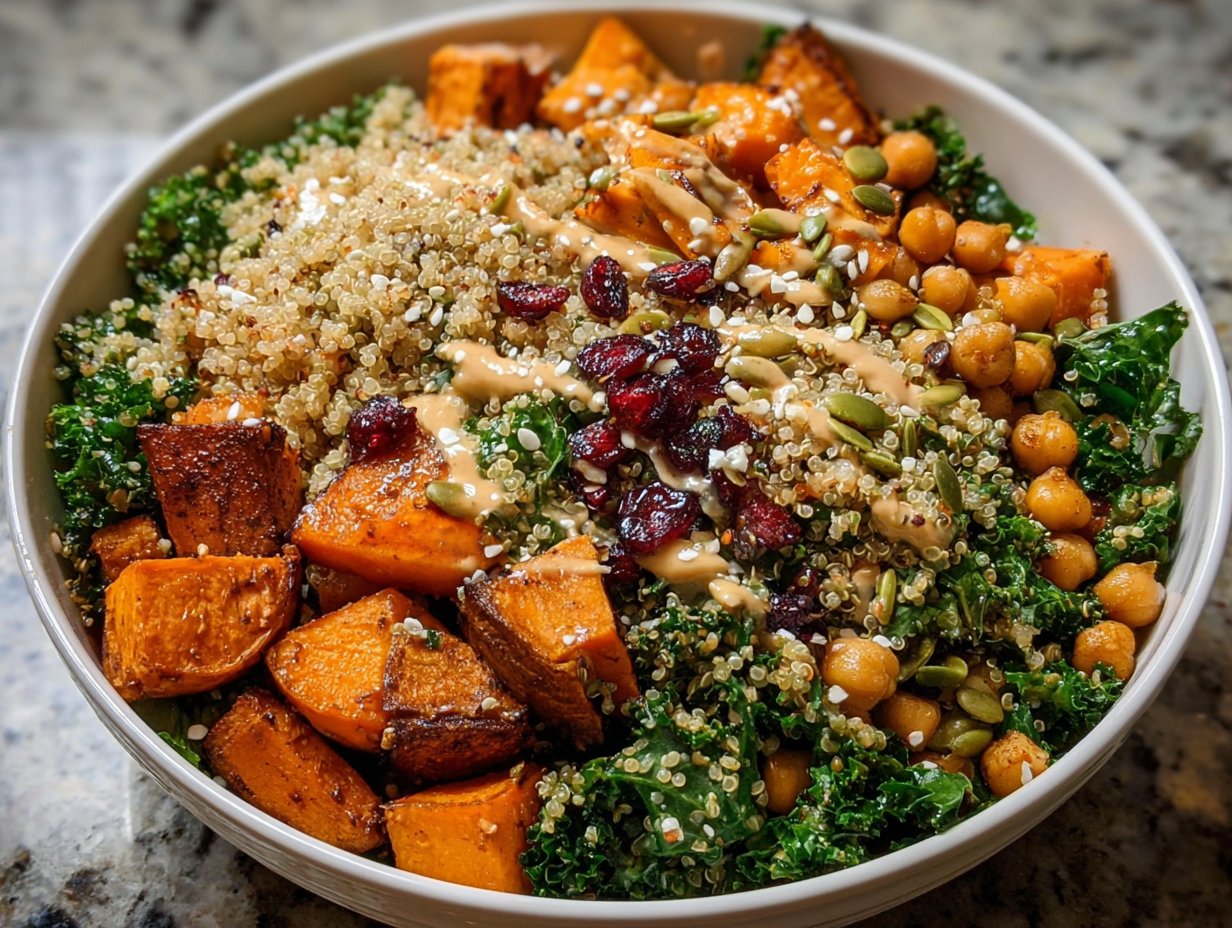 Quinoa Harvest Bowl with Sweet Potato & Kale
