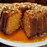 Delicious rich sweet potato pound cake slice on a wooden table