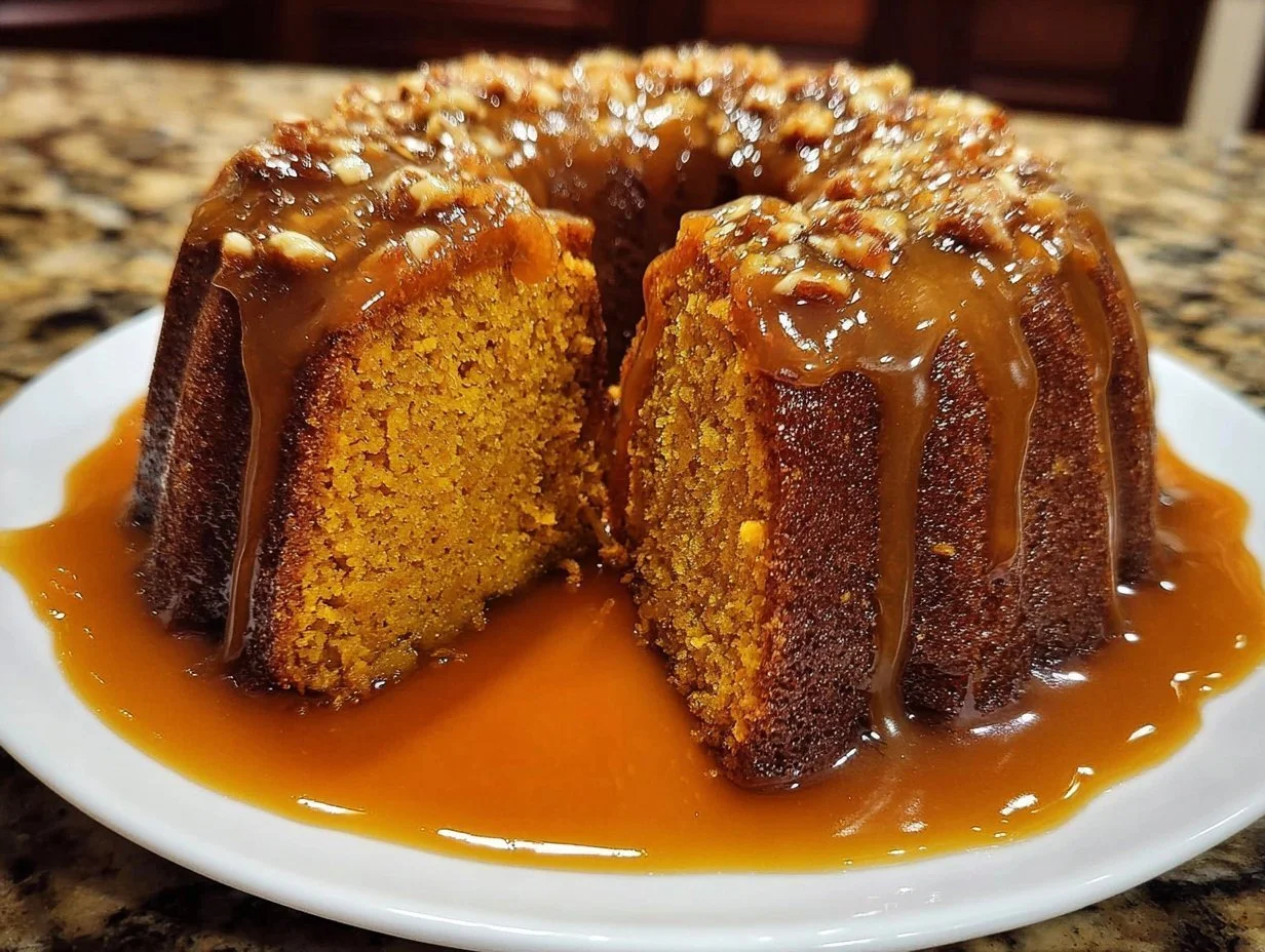 Delicious rich sweet potato pound cake slice on a wooden table