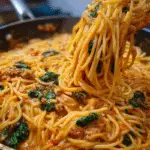 Spaghetti Spinach Sun Dried Tomato Cream Sauce pasta