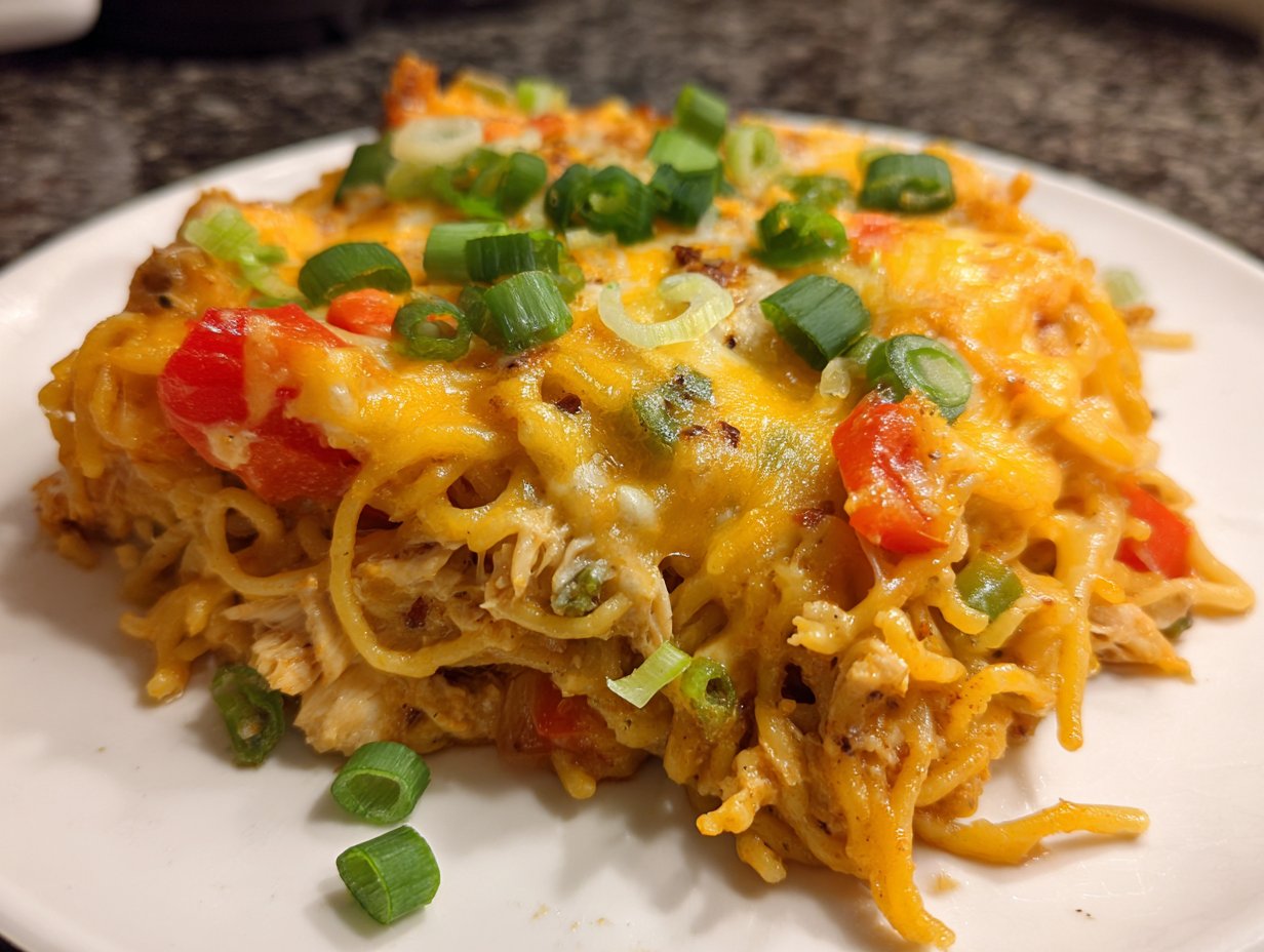 Spicy Southern Cheesy Chicken Spaghetti Casserole
