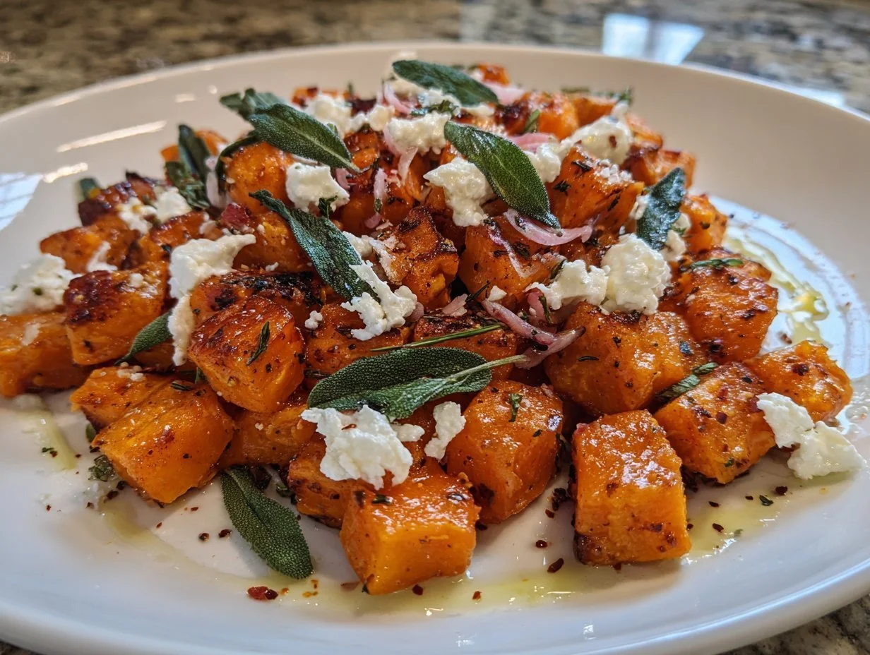 Delicious Viral Sweet Potato with Goat Cheese and Sage dish ready to serve