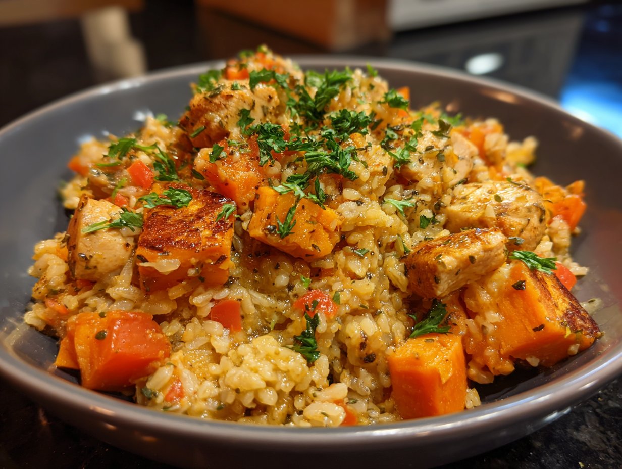 Healthy Chicken & Sweet Potato Rice Bowl
