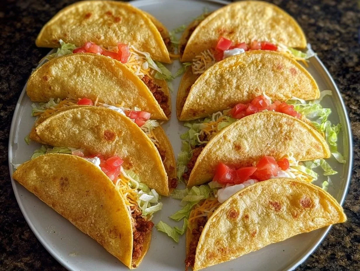20-Minute Baked Chicken Tacos served on a plate with toppings