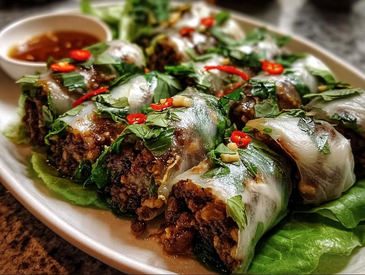 Thai Basil Beef Rolls
