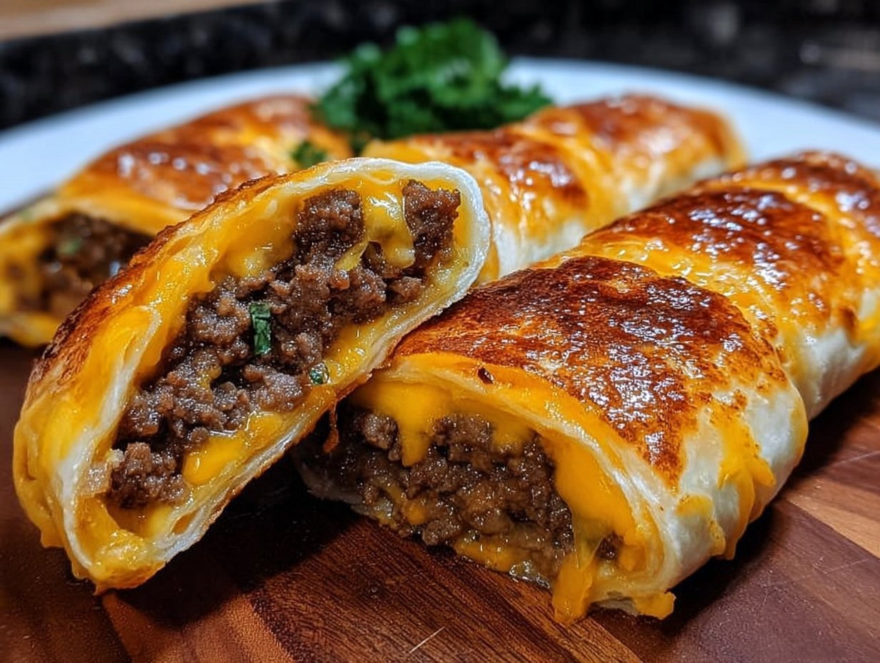Garlic Butter Beef Cheeseburger Rollups