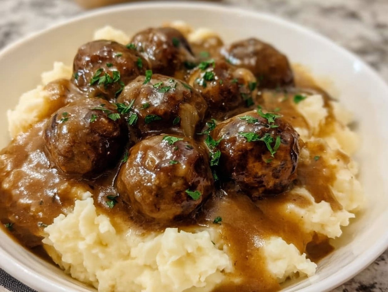 Slow Cooker Salisbury Steak Meatballs