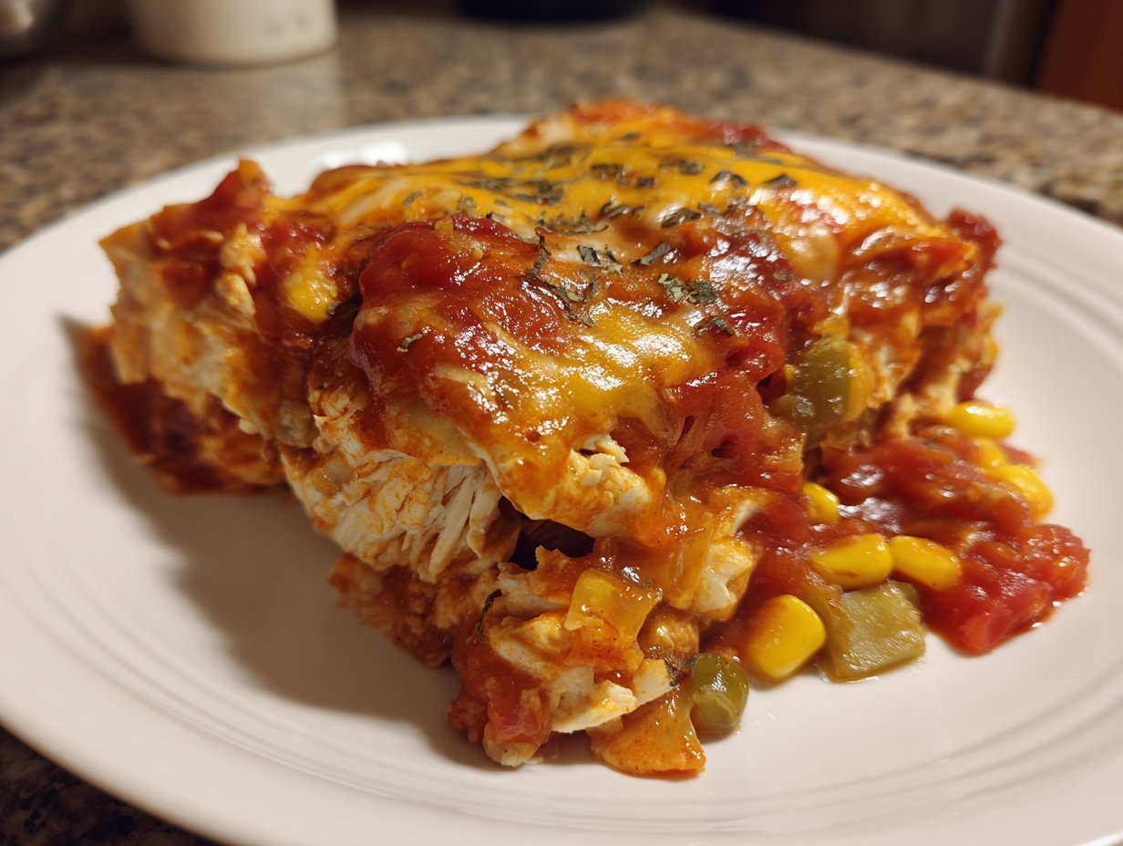 Crockpot Chicken Enchiladas Casserole