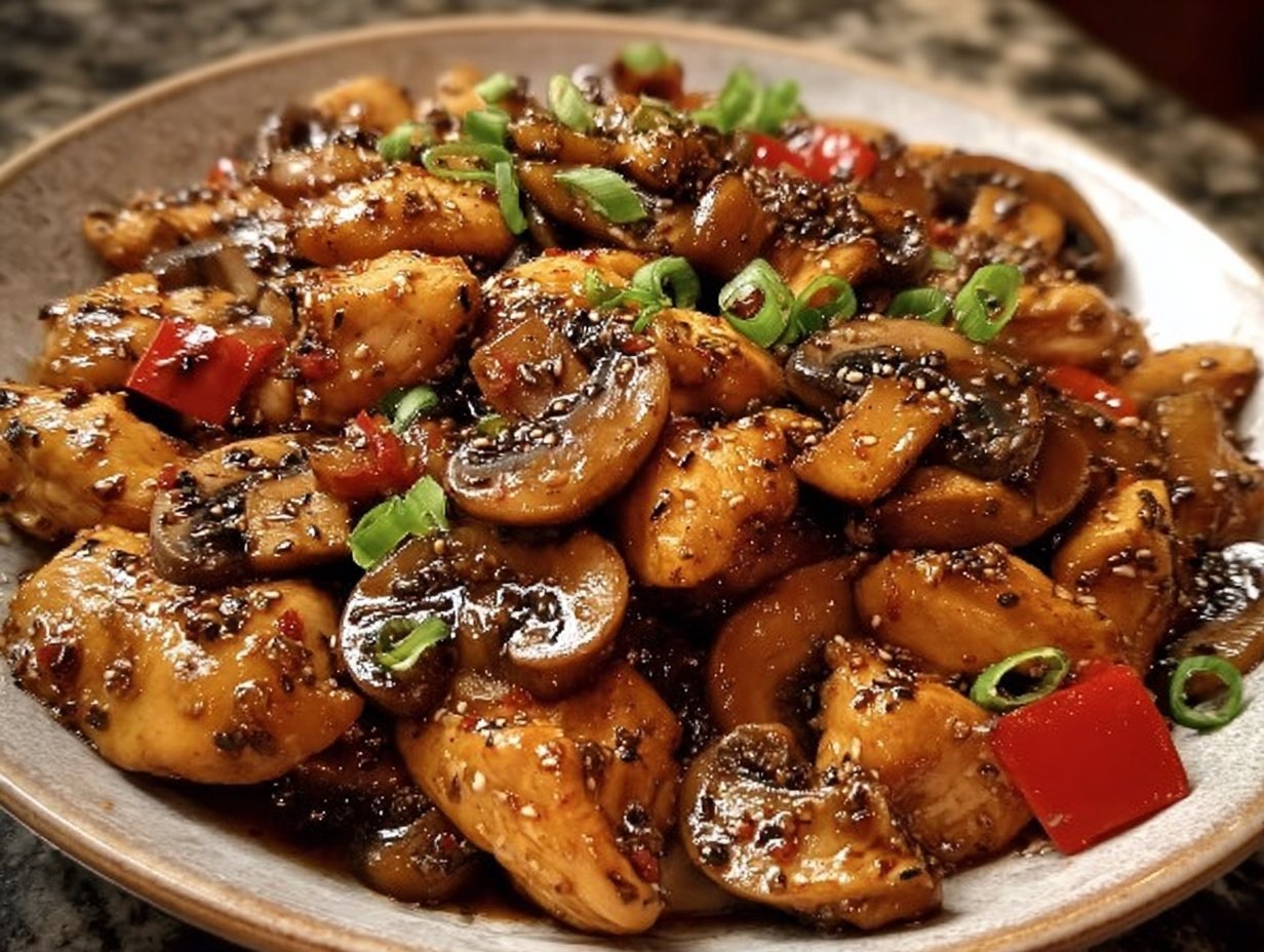 Black Pepper Chicken with Mushrooms