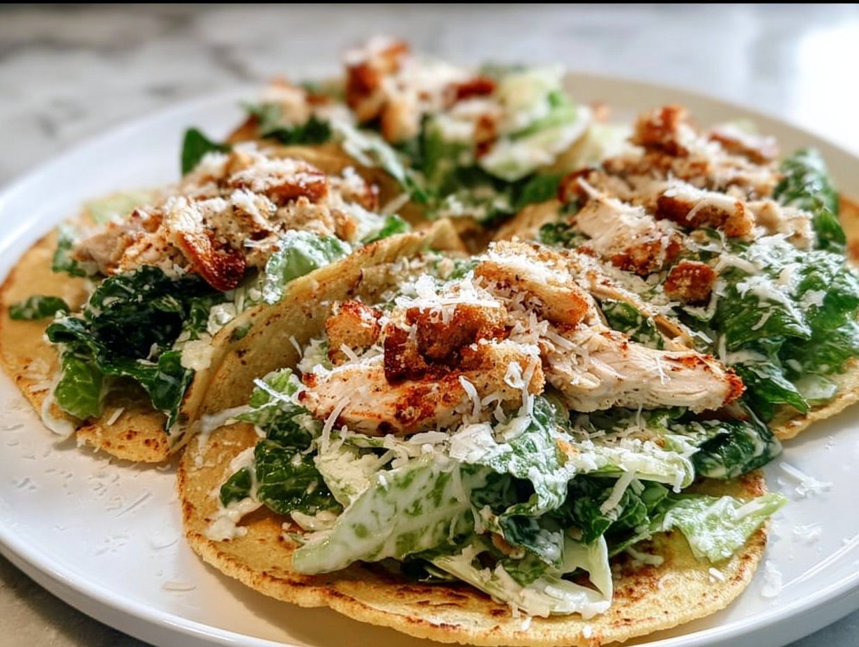 Smash Chicken Caesar Tacos