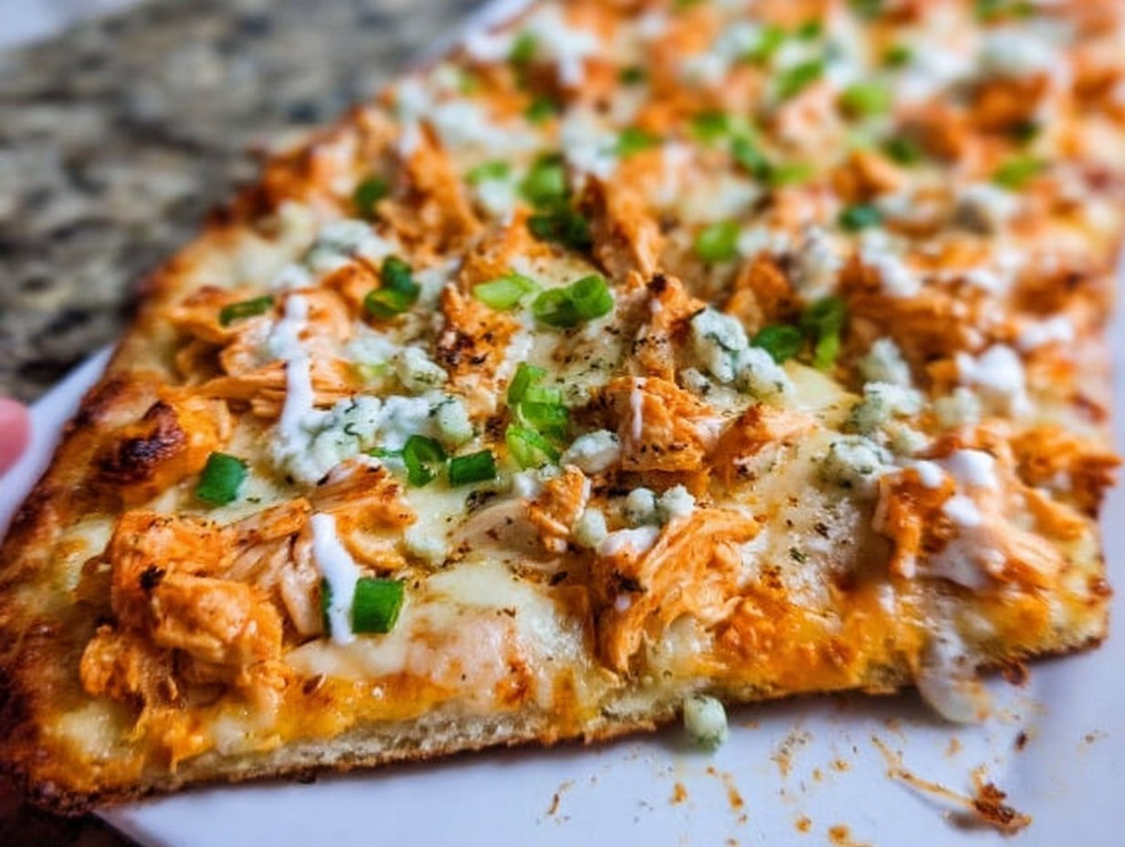 High Protein Buffalo Chicken Flatbread