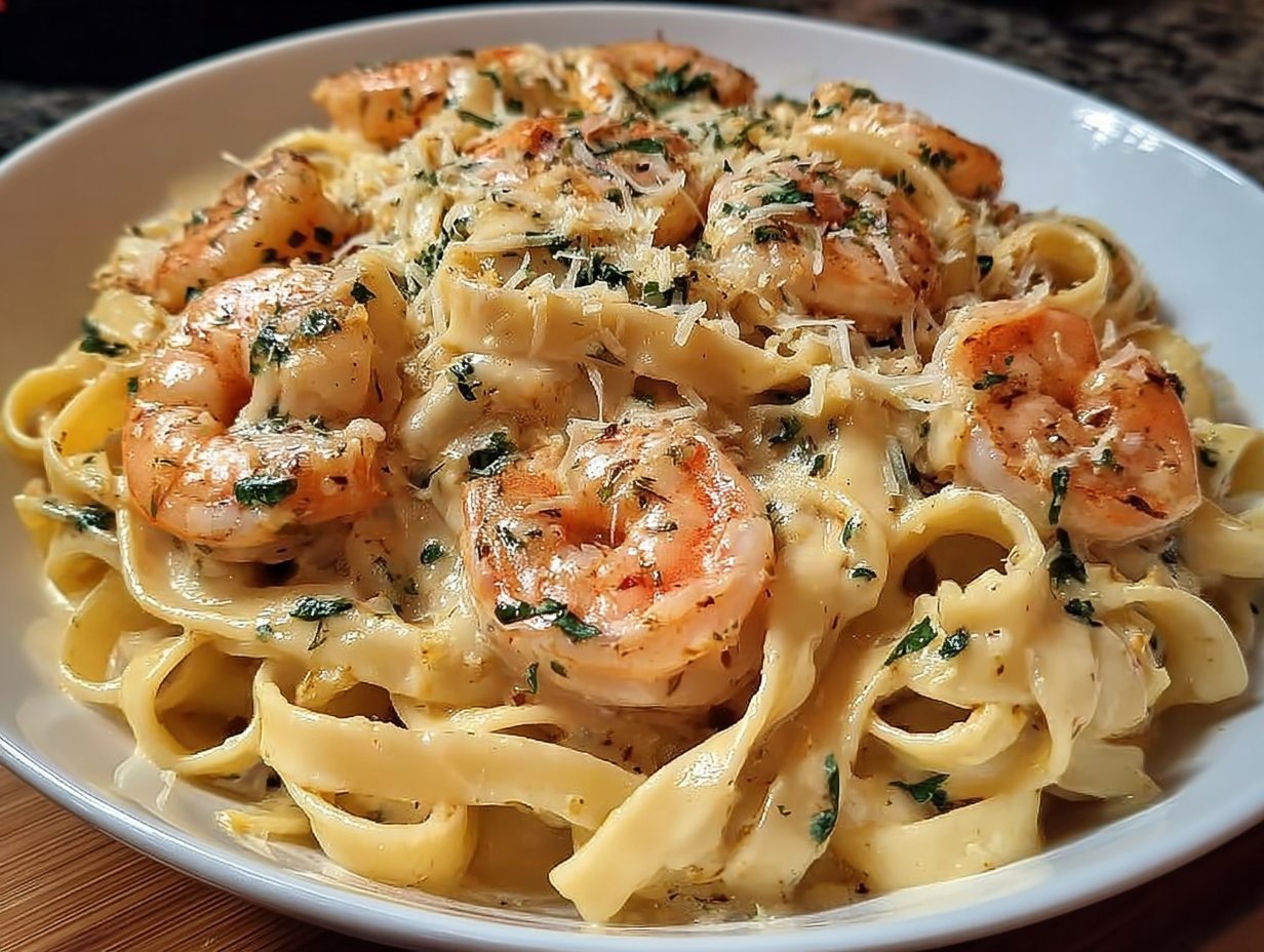 Creamy Shrimp Fettuccine Pasta