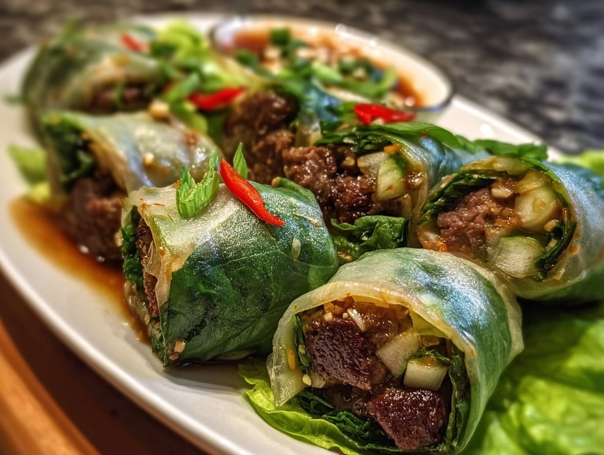Thai Basil Beef Rolls