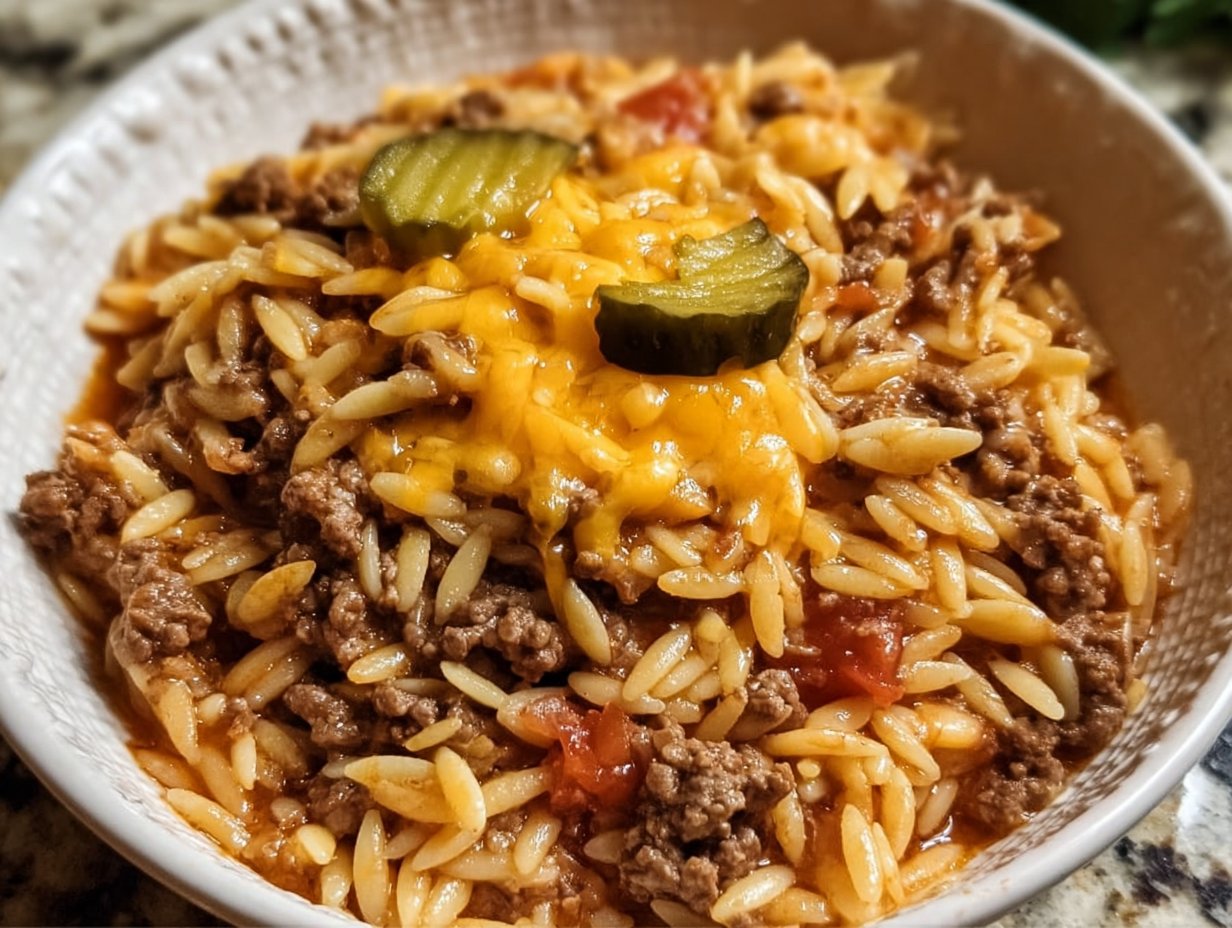 Cheesy One-Pot Cheeseburger Orzo