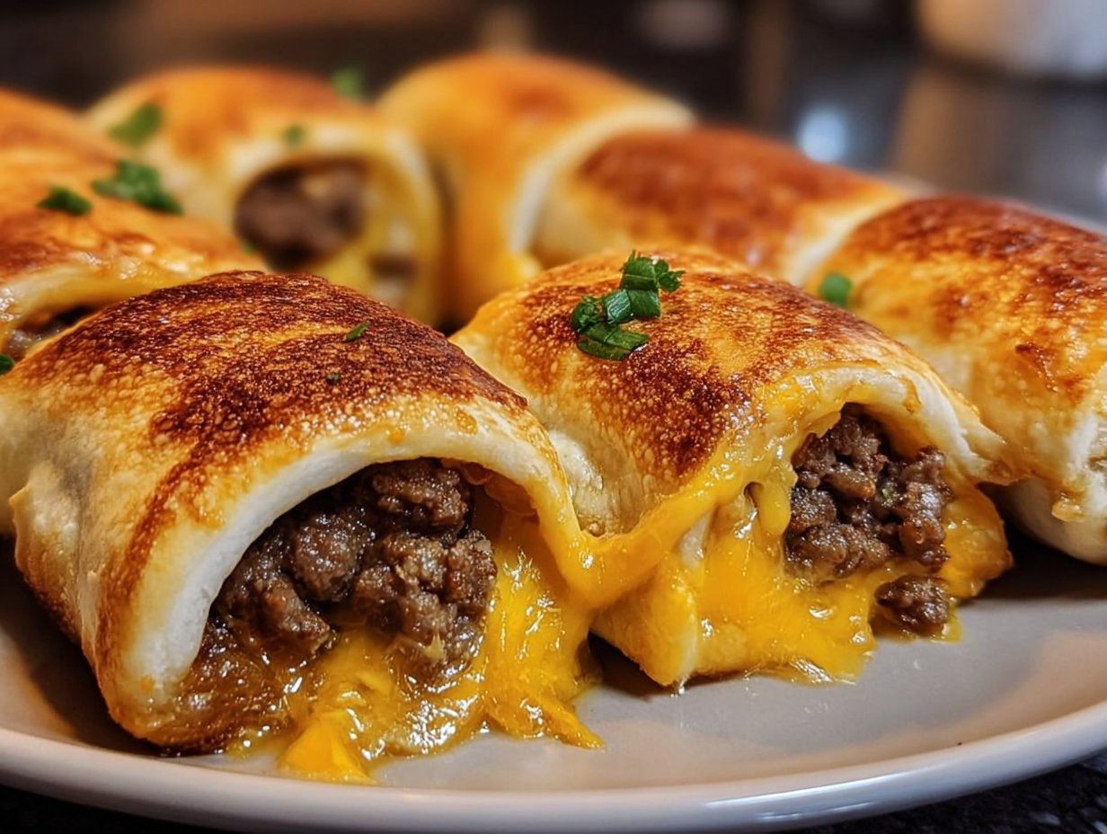 Garlic Butter Beef Cheeseburger Rollups