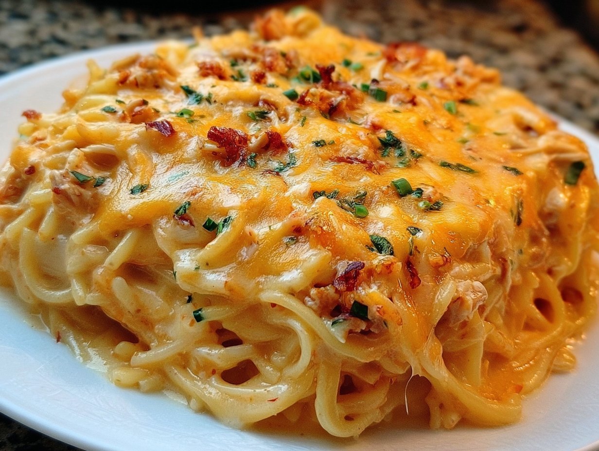 Spicy Southern Cheesy Chicken Spaghetti Casserole