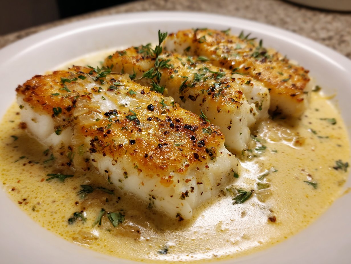 Baked Cod in Coconut Lemon Cream Sauce for Busy Weeknights