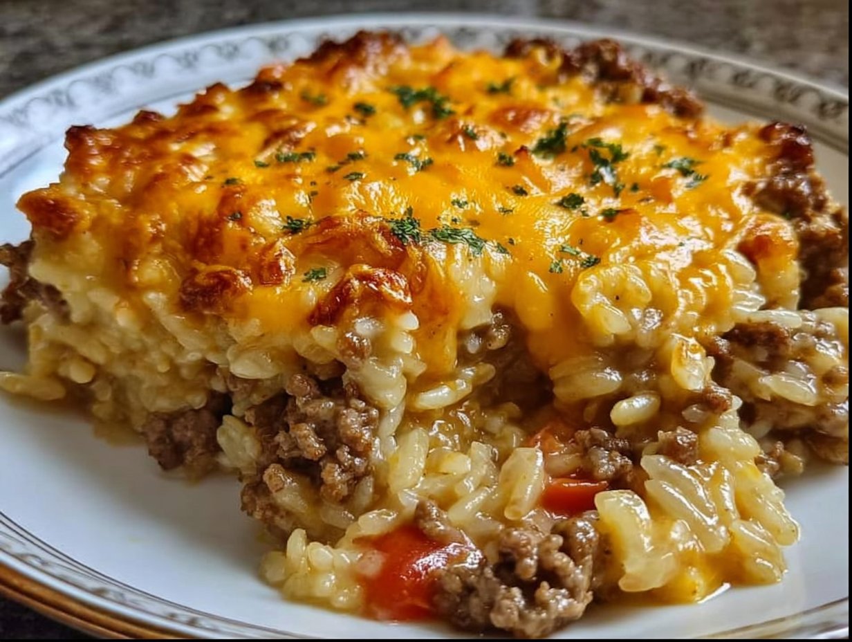 Cheesy Hamburger Rice Casserole