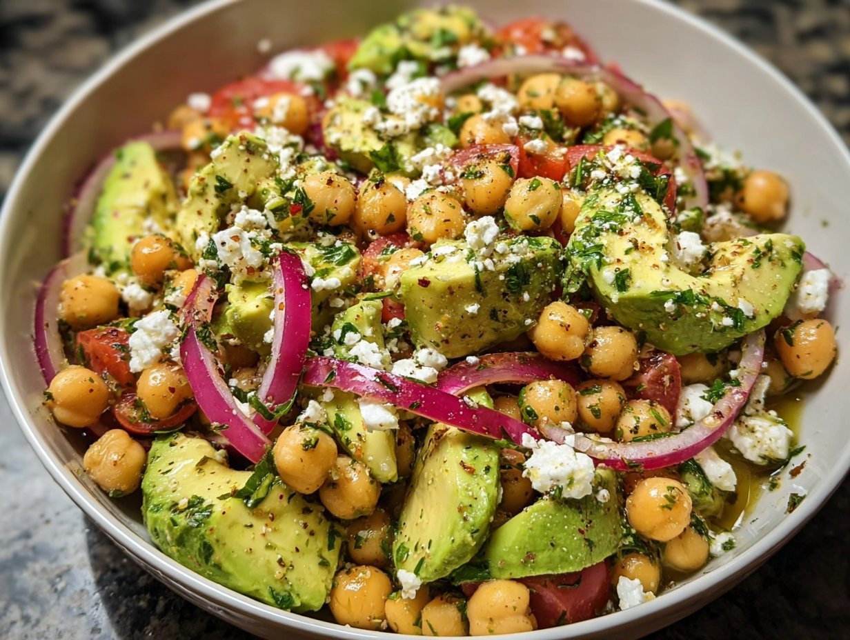 Chickpea Feta Avocado Salad