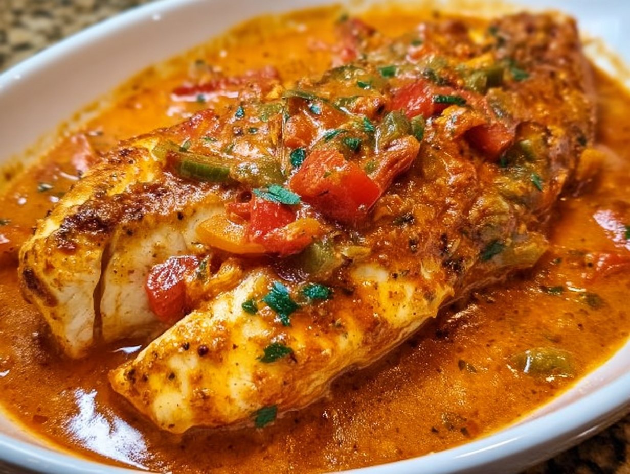 Tilapia in Roasted Pepper Sauce