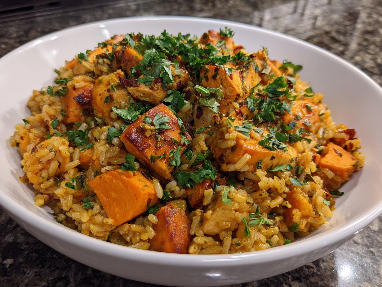Healthy Chicken & Sweet Potato Rice Bowl