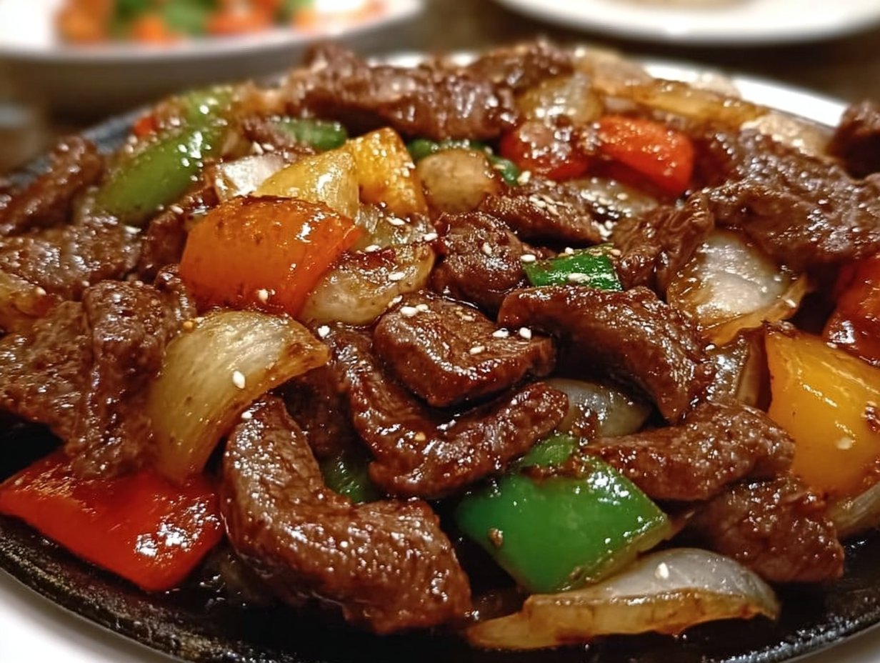 Sizzling Chinese Pepper Steak with Onions