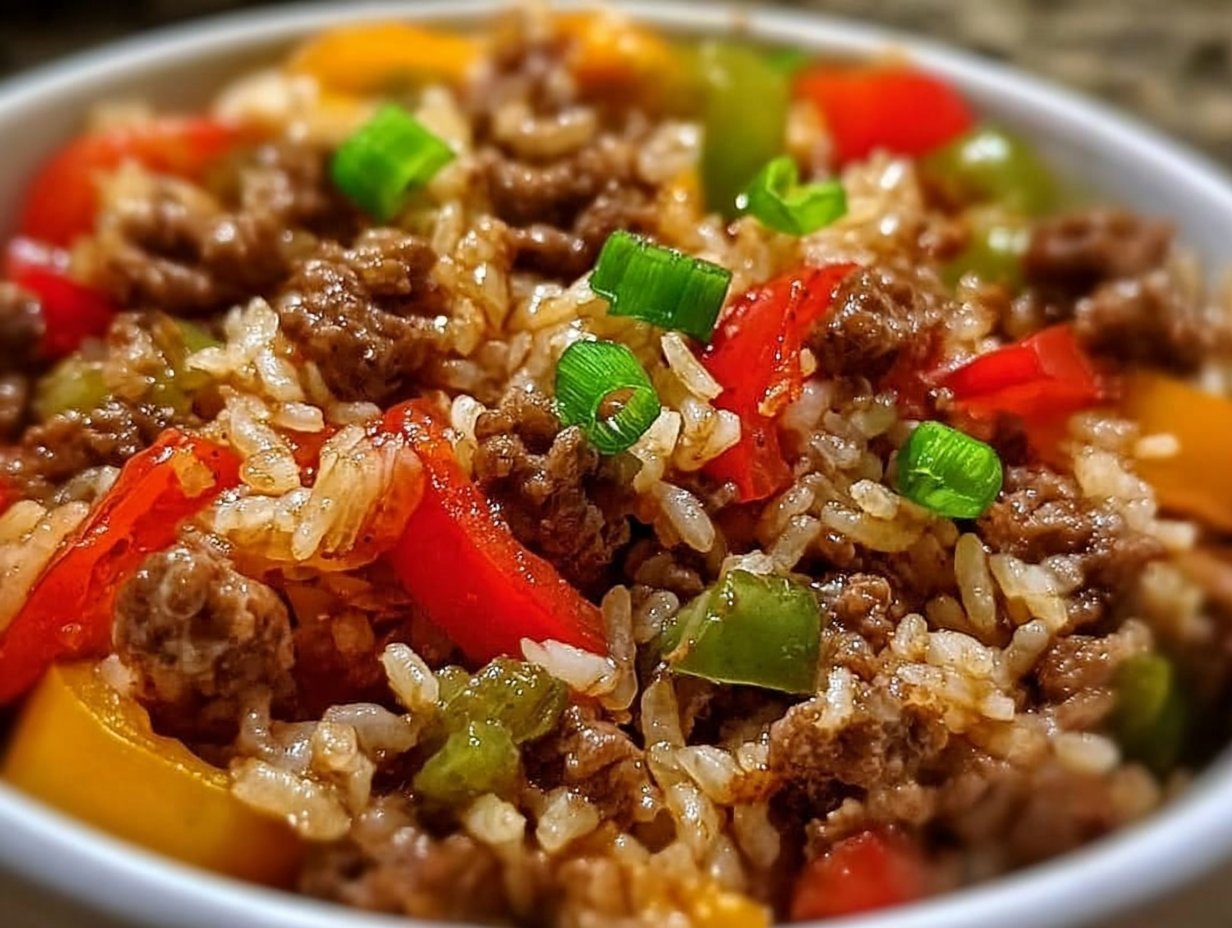 Healthy Beef and Pepper Rice Bowl