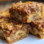 Homemade banana oatmeal bars on a plate, healthy snack option