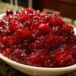 Delicious homemade cranberry sauce in a bowl, ready for serving at Thanksgiving.