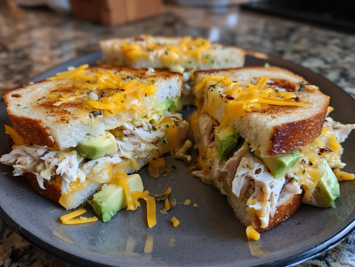 Delicious Chicken Avocado Melt Sandwich with creamy avocado and grilled chicken
