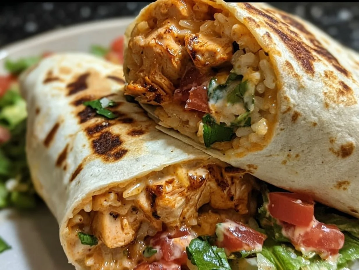 Delicious Chipotle Ranch Grilled Chicken Burrito wrapped in a tortilla