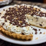 Delicious chocolate chip cannoli pie with a crispy crust and creamy filling