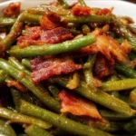 Deliciously prepared crack green beans served in a dish