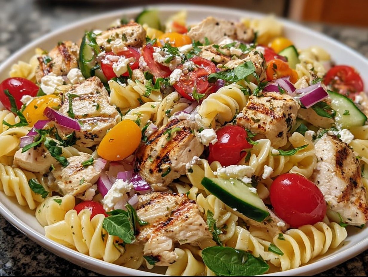 Mediterranean Chicken Pasta Salad