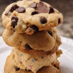 Bowl of edible chocolate chip cookie dough with chocolate chips