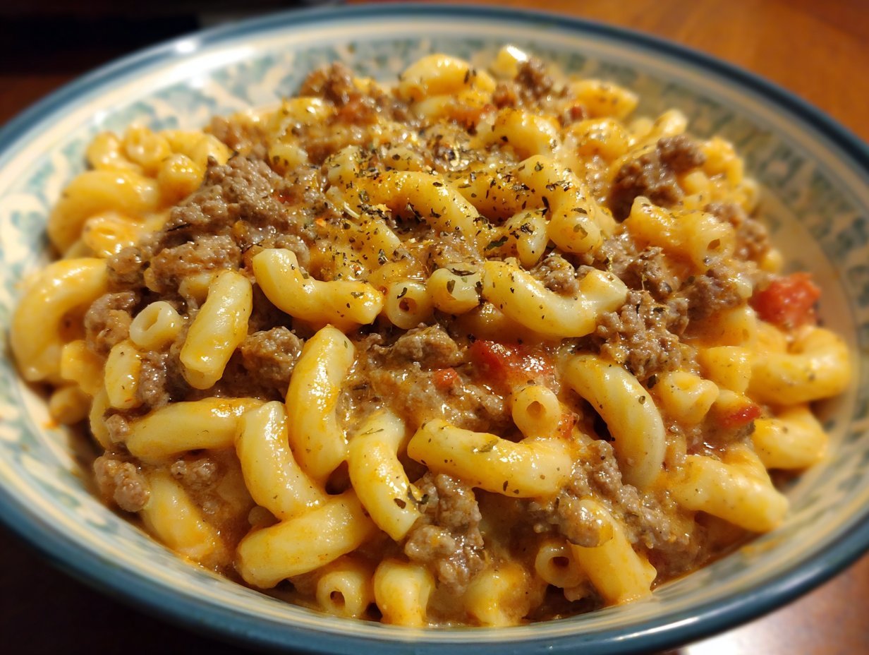Creamy Rotel Pasta with Ground Beef