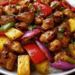 Hawaiian Chicken Sheet Pan recipe with colorful vegetables