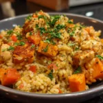 Healthy chicken and sweet potato rice bowl recipe