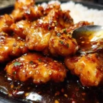 Plate of Honey Garlic Chicken Thighs garnished with green onions