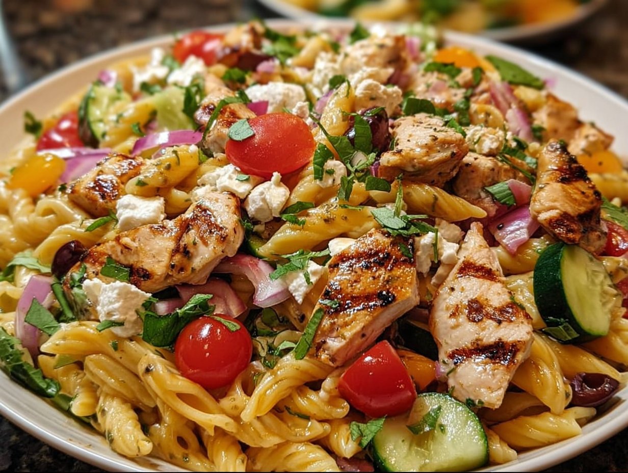 Mediterranean Chicken Pasta Salad