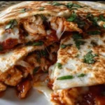 Italian quesadillas filled with cheese, pepperoni, and herbs on a plate
