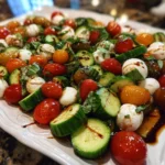 Juicy Cucumber Caprese Salad featuring fresh cucumbers, tomatoes, and mozzarella