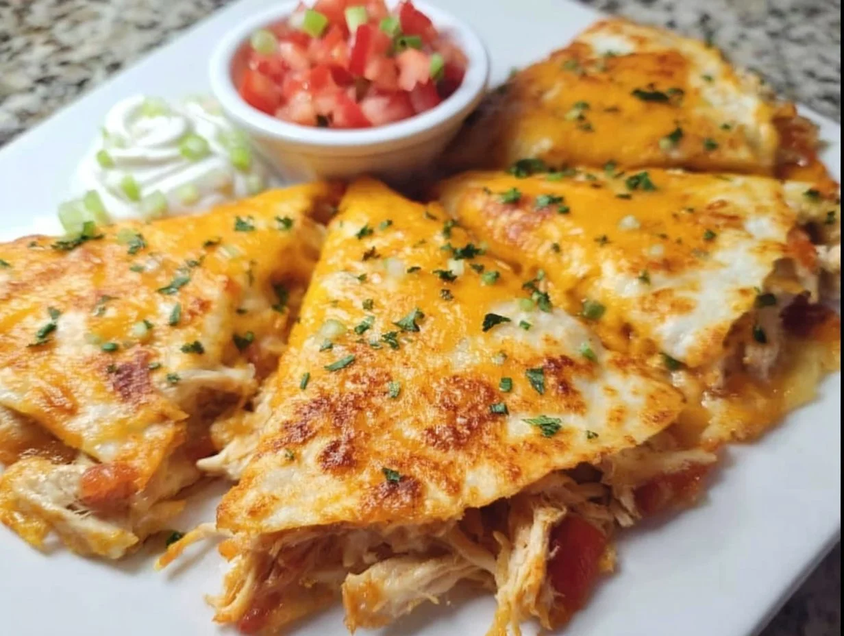 Keto chicken quesadilla with cheese and spices on a plate