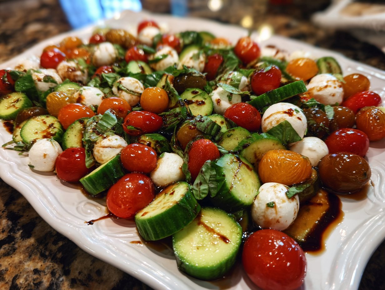 Juicy Cucumber Caprese Salad