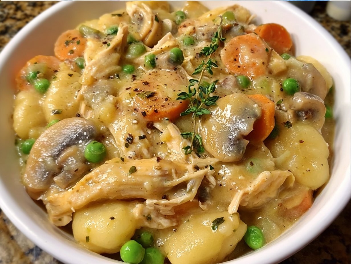 One Pot Gnocchi Chicken Pot Pie