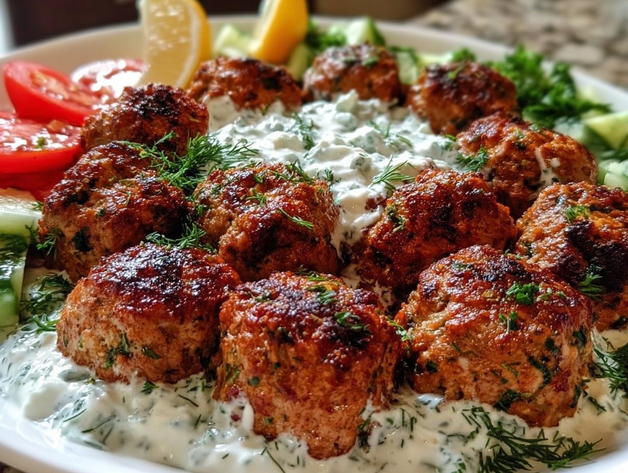 Greek Turkey Meatballs with Tzatziki